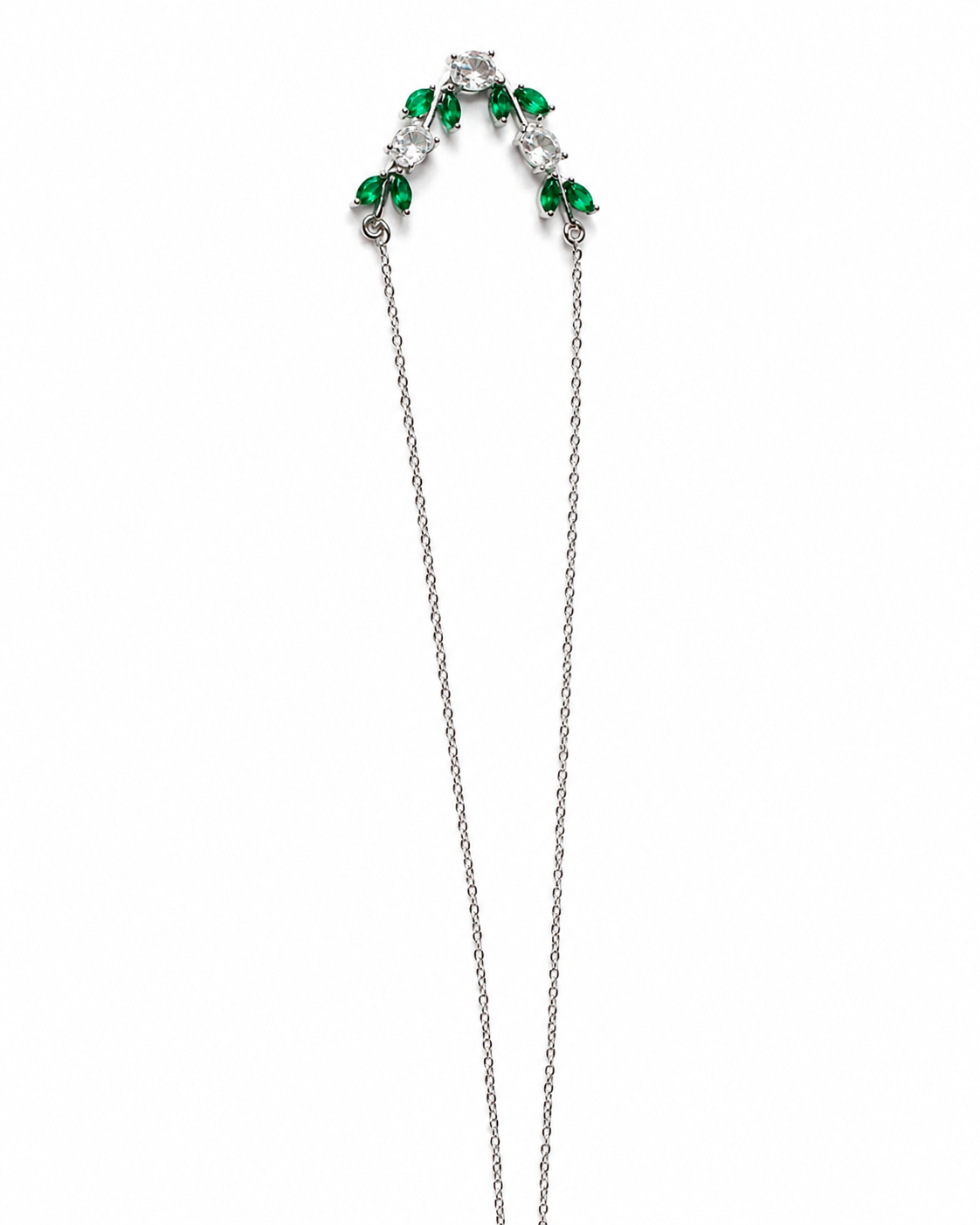 Aas Collection Green Stone Floral Long Chain Necklace for Women | Elegant Statement Jewelry