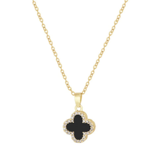 Four Leaf Clover Pendant Necklace – Black & White | AAS Collection