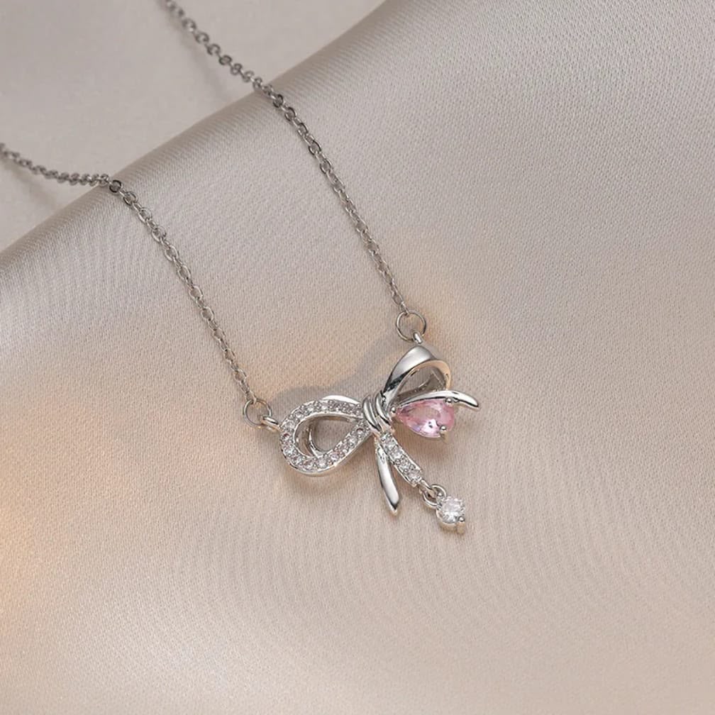 Infinity Bow Pendant Necklace – Gold & Silver |Collection AAS