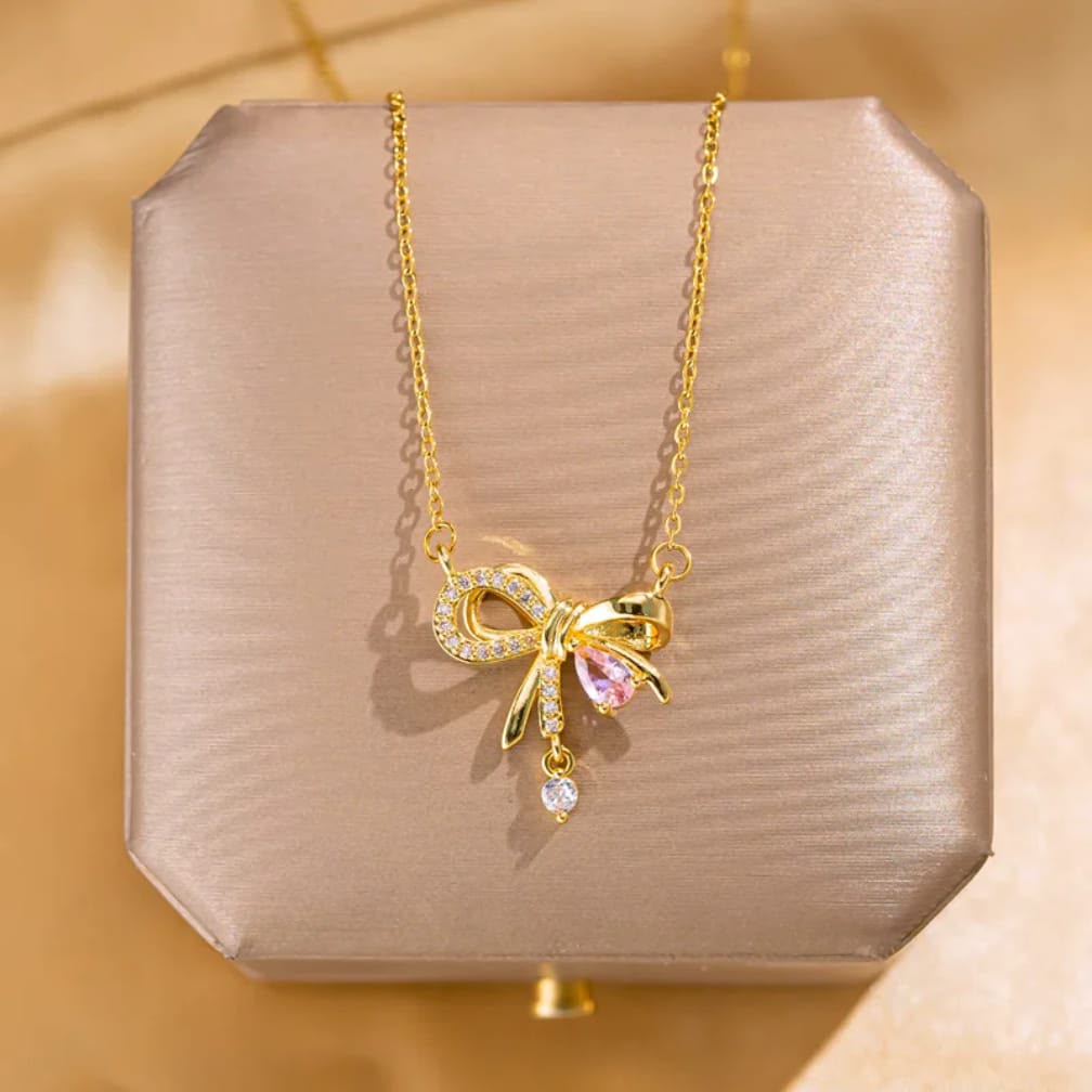 Infinity Bow Pendant Necklace – Gold & Silver |Collection AAS