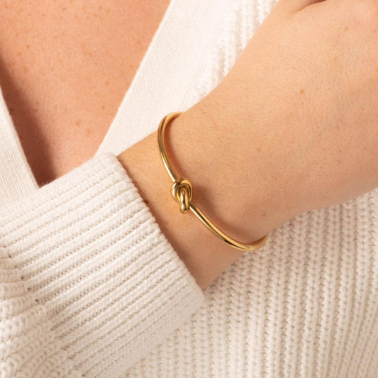 Aas Collection Luxury 18K Gold Plated Knot Cuff Bracelet for Women | Adjustable Anti-Tarnish Open Bangle