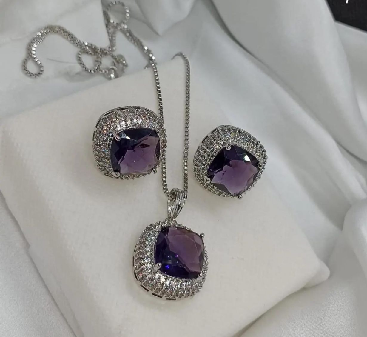Black Crystal Jewelry Set for Women | Necklace & Earrings | AAS Collection