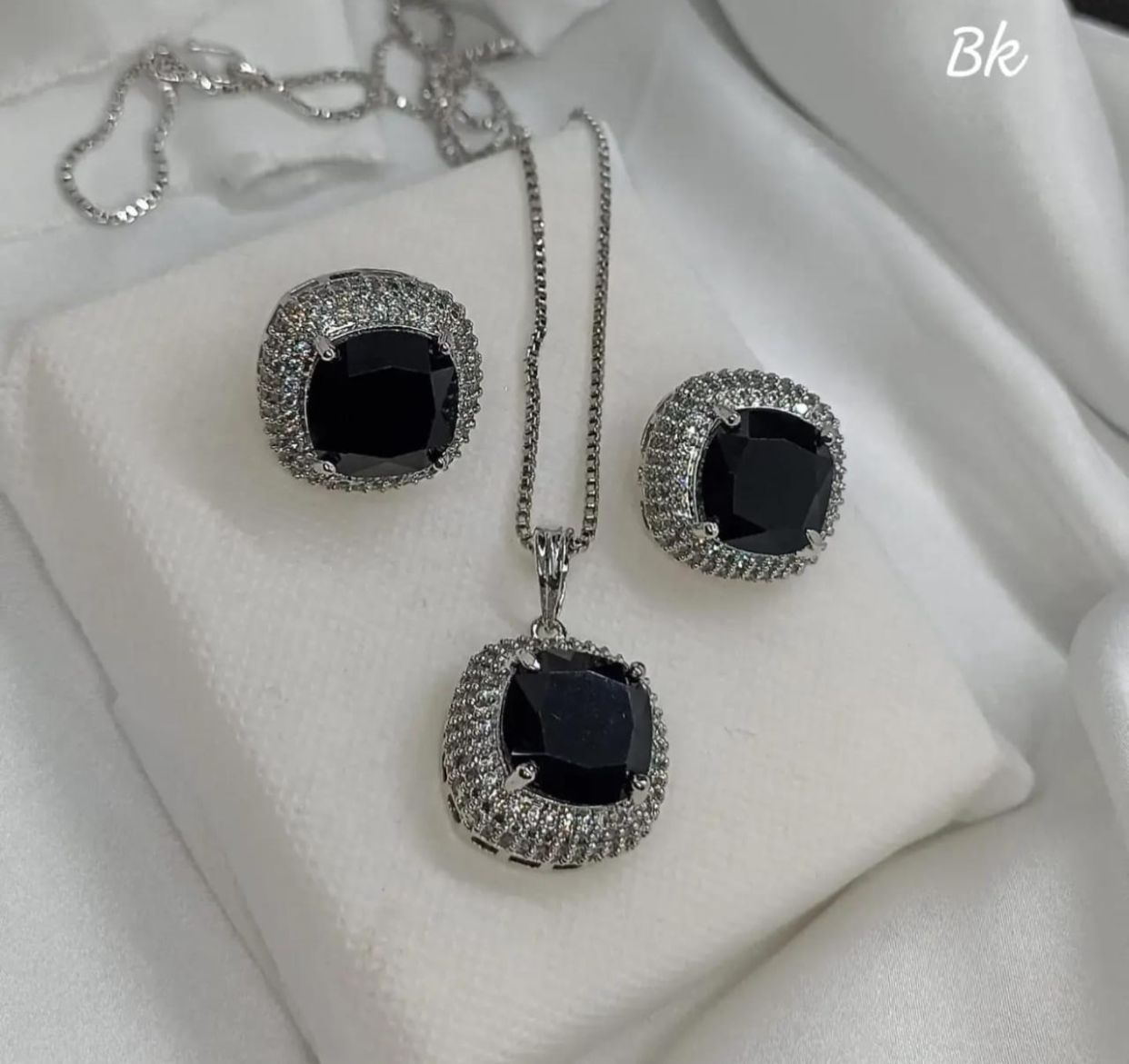 Black Crystal Jewelry Set for Women | Necklace & Earrings | AAS Collection