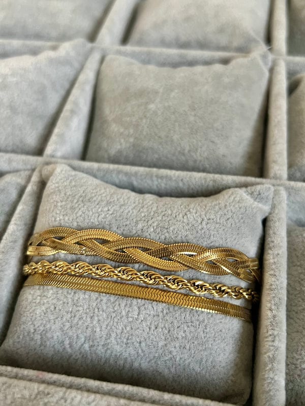 Layered Gold Color Bracelet – Braided & Herringbone Chain | AAS Collection