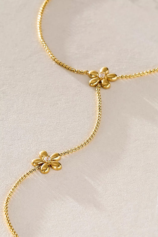 AAS Collection Gold Flower Finger Bracelet - Stainless Steel Hand Chain