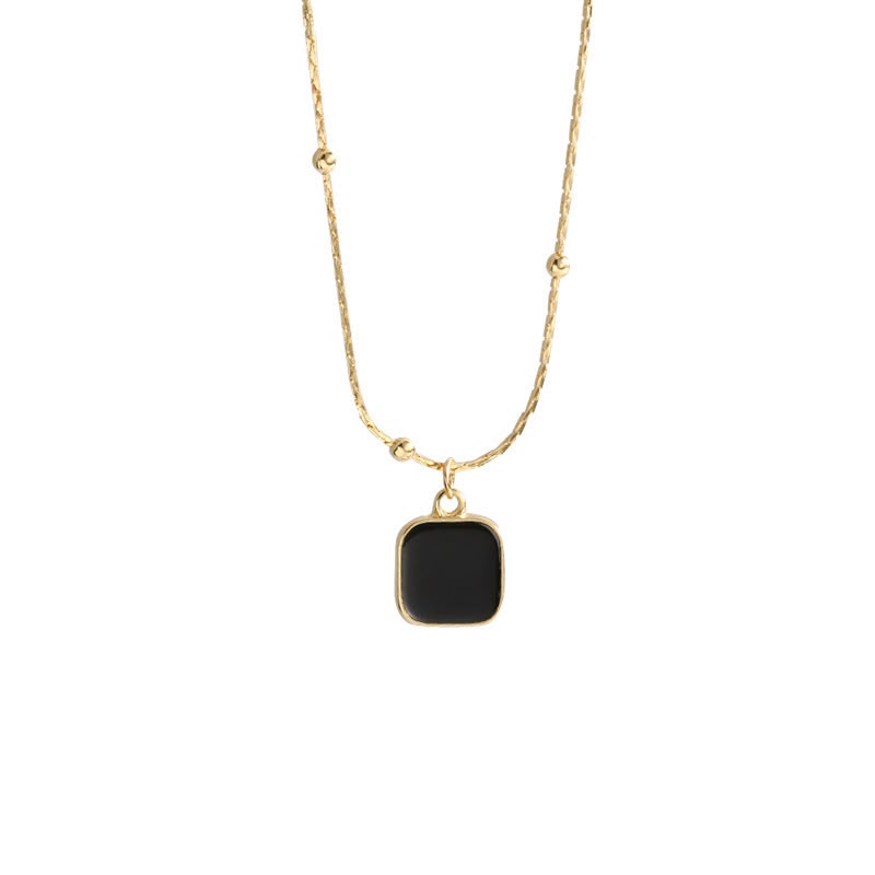 Black Square Pendant Necklace for Women | Gold Tone Necklace | AAS Collection