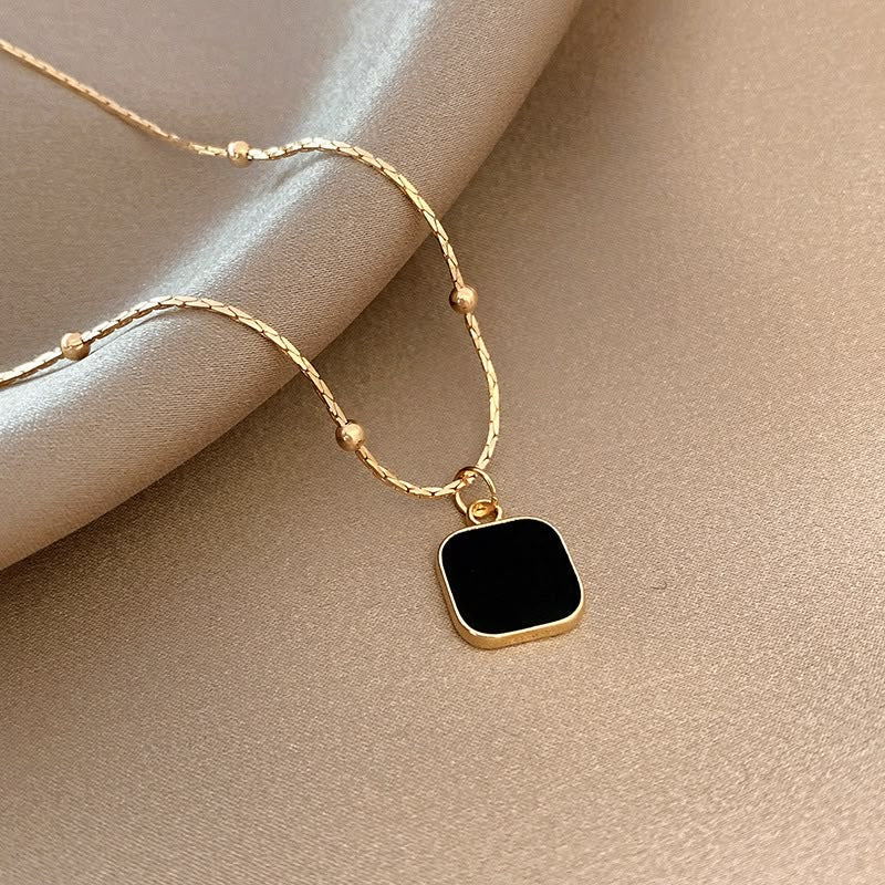 Black Square Pendant Necklace for Women | Gold Tone Necklace | AAS Collection