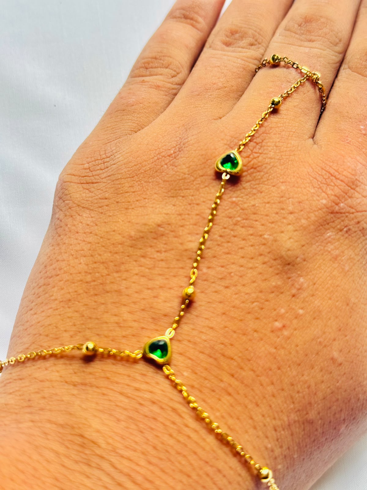 Aas Collection Green Stone Floral Long Chain Necklace for Women | Elegant Statement Jewelry