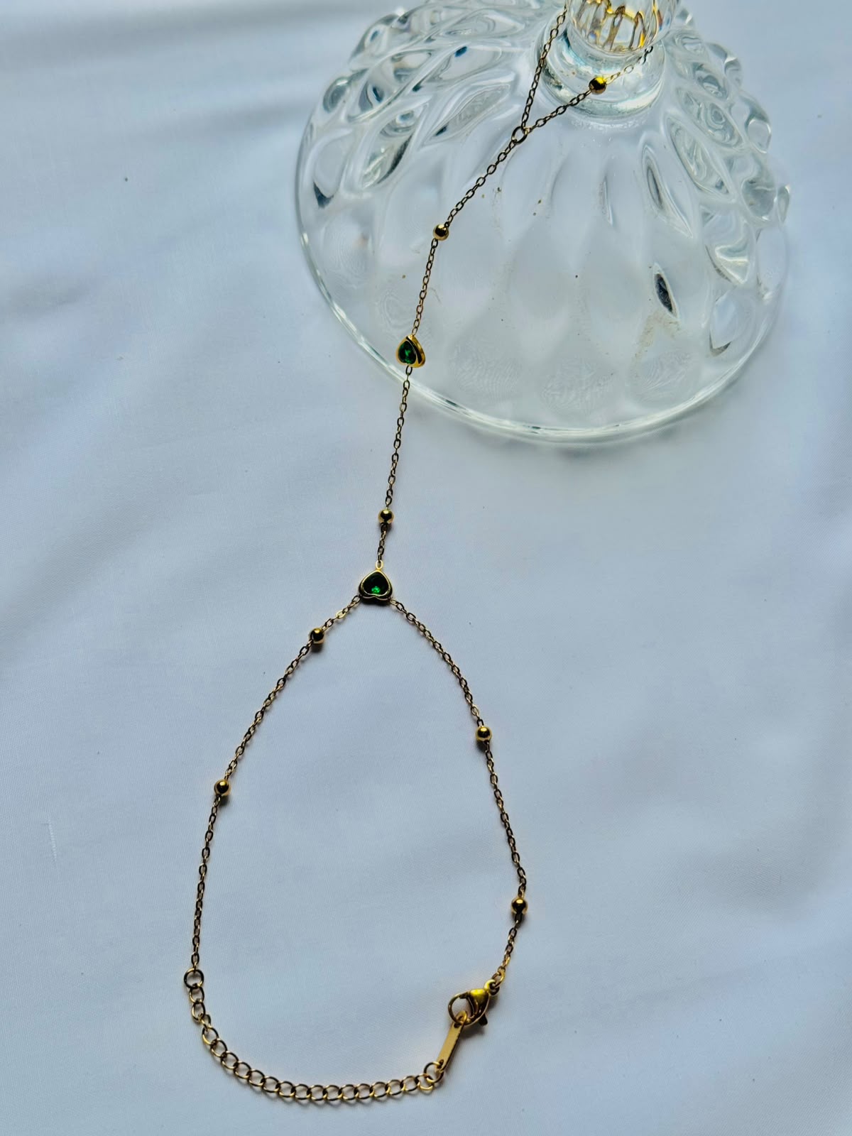 Aas Collection Green Stone Floral Long Chain Necklace for Women | Elegant Statement Jewelry