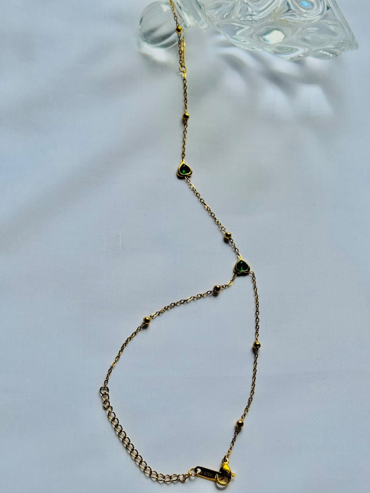 Aas Collection Green Stone Floral Long Chain Necklace for Women | Elegant Statement Jewelry