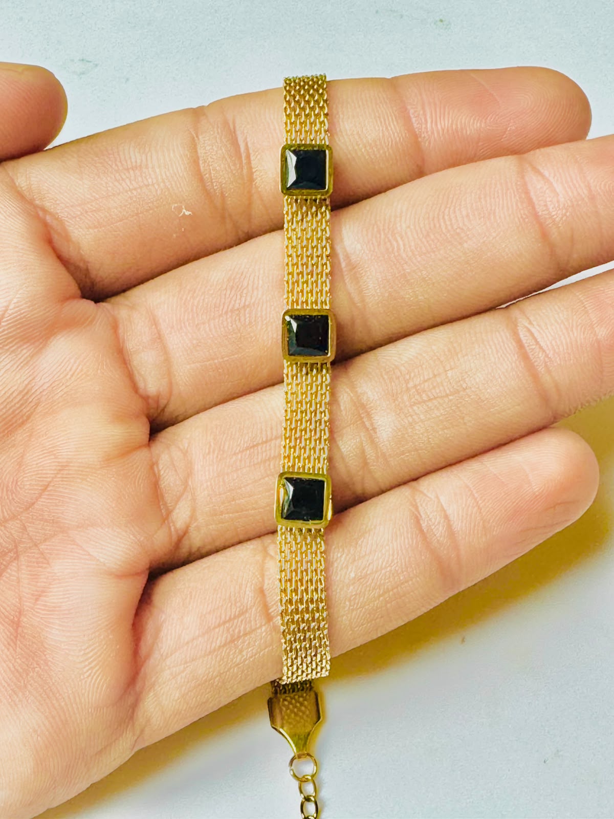 Aas Collection Gold & Black Bracelet for Women | Elegant Mesh Chain Fashion Jewelry