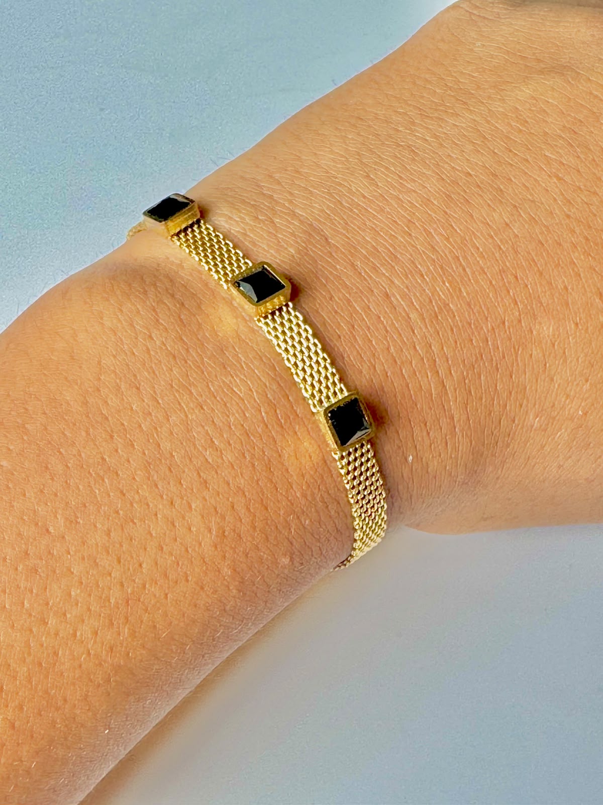 Aas Collection Gold & Black Bracelet for Women | Elegant Mesh Chain Fashion Jewelry