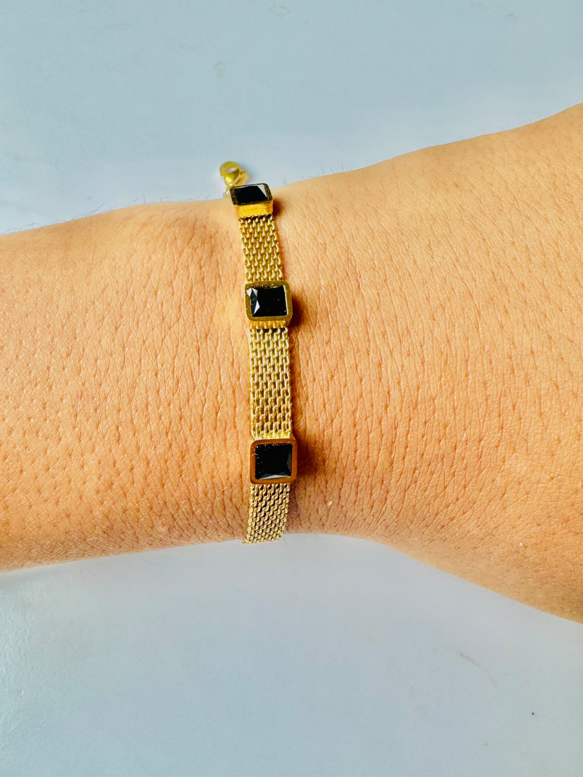 Aas Collection Gold & Black Bracelet for Women | Elegant Mesh Chain Fashion Jewelry